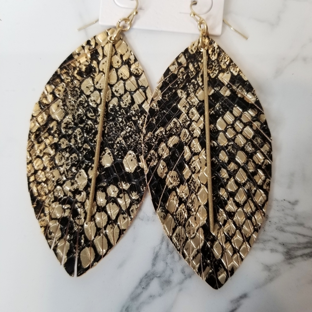 2 for 20 or 3 for 28 Gold Snakeskin Bar Earrings